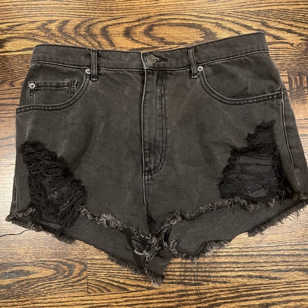 GARAGE Black  High Rise Ripped Jean Shorts‎ Size 9